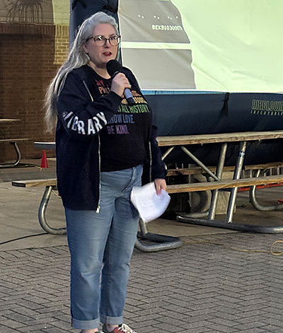 Trustee Horvath addressing crowd